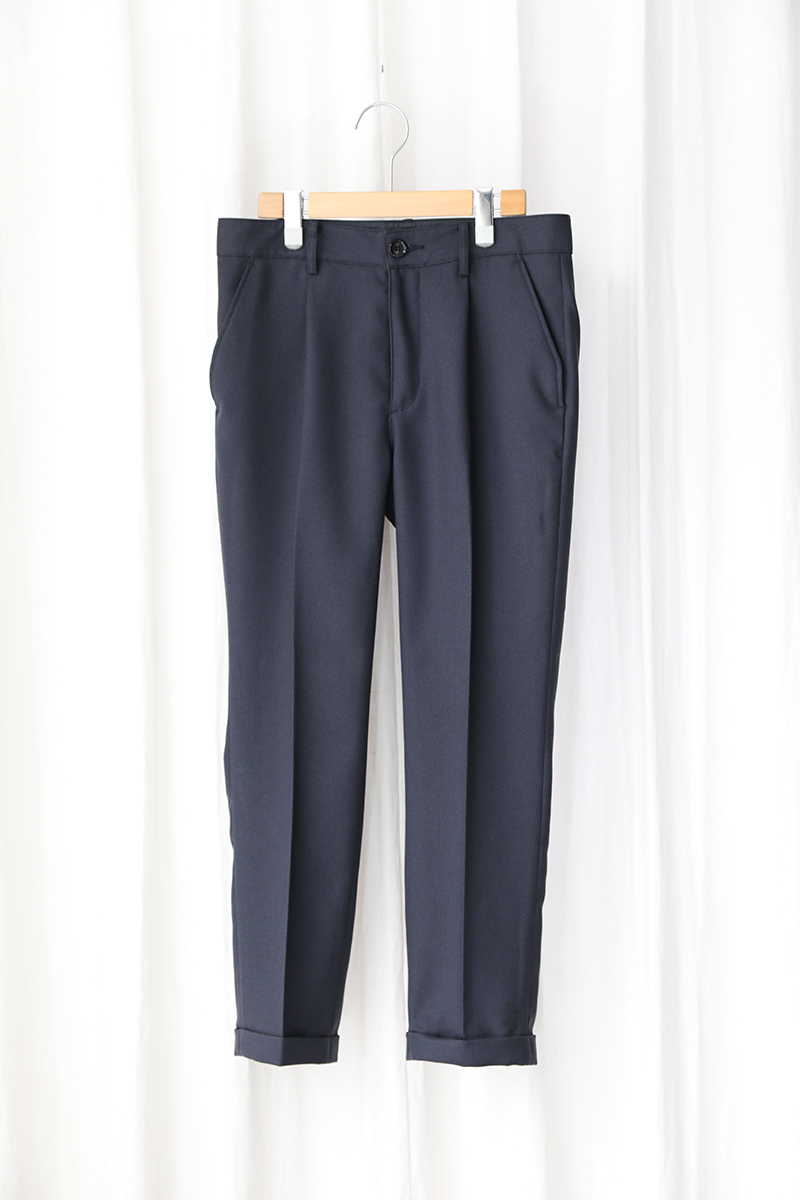 RETORO POLYESTER TWILL / ONE PLEATS STA-PREST TAPERED PANTS