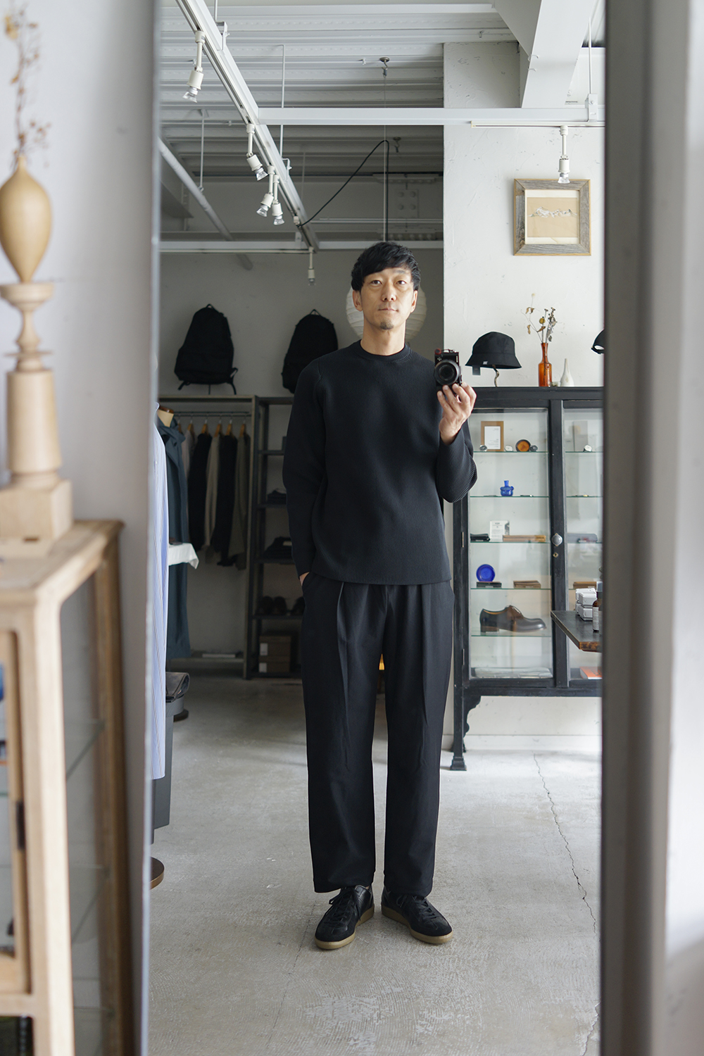 「TEÄTORA」hover layer CARTRIDGE KNIT CREW 7G & WALLET PANTS RESORT GHOST