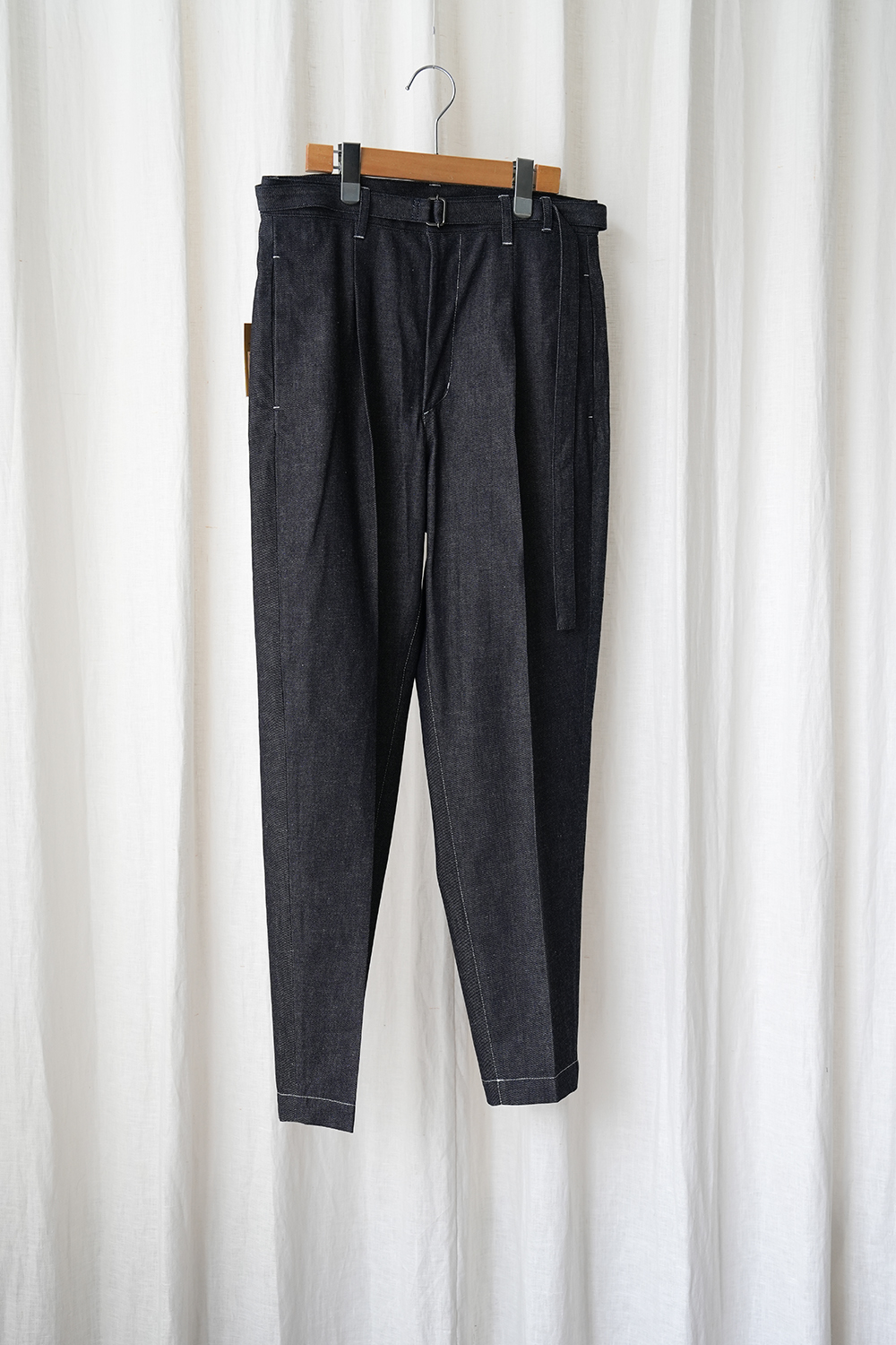10oz ALL SEASON DEINIM BELTED WIDE TAPERED PANTS