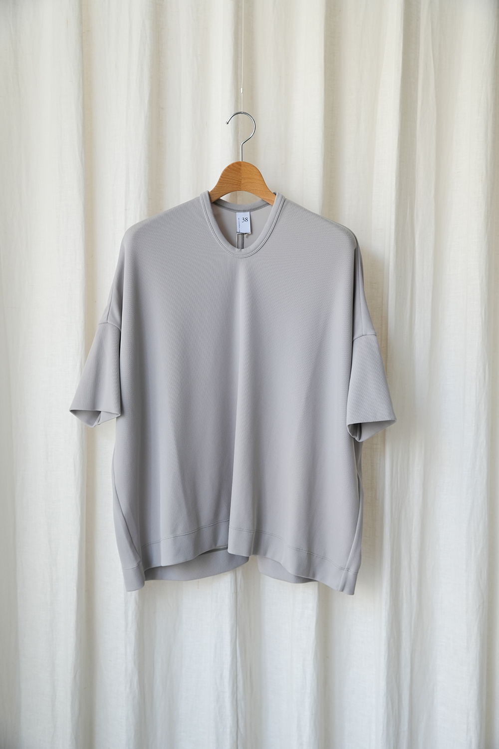 マットポリエステルリブライクニットクルーネックオーバーサイズTシャツ