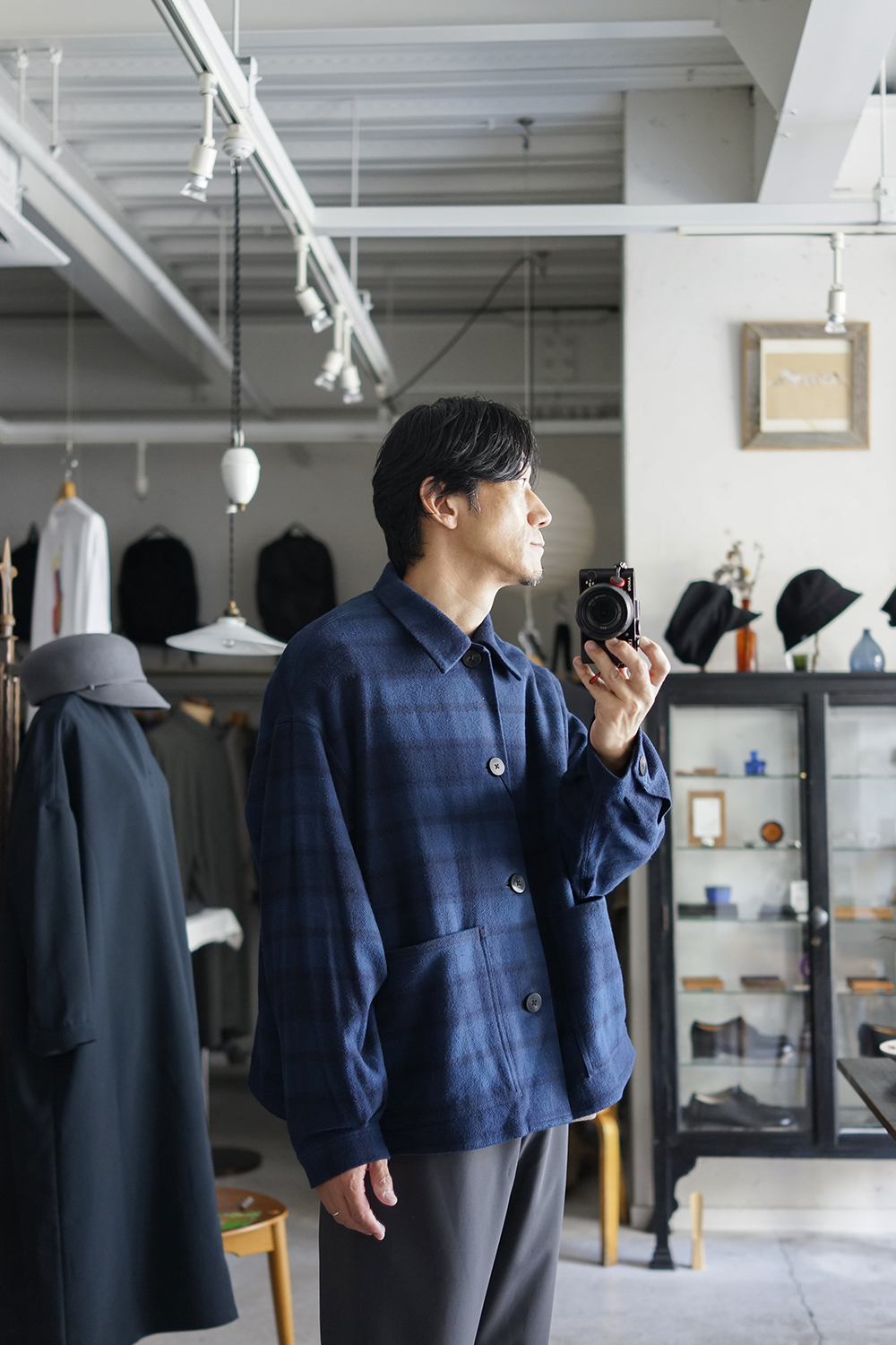 COTTON NEL CHECK COVERALL JACKET | ANOTHER LOUNGE
