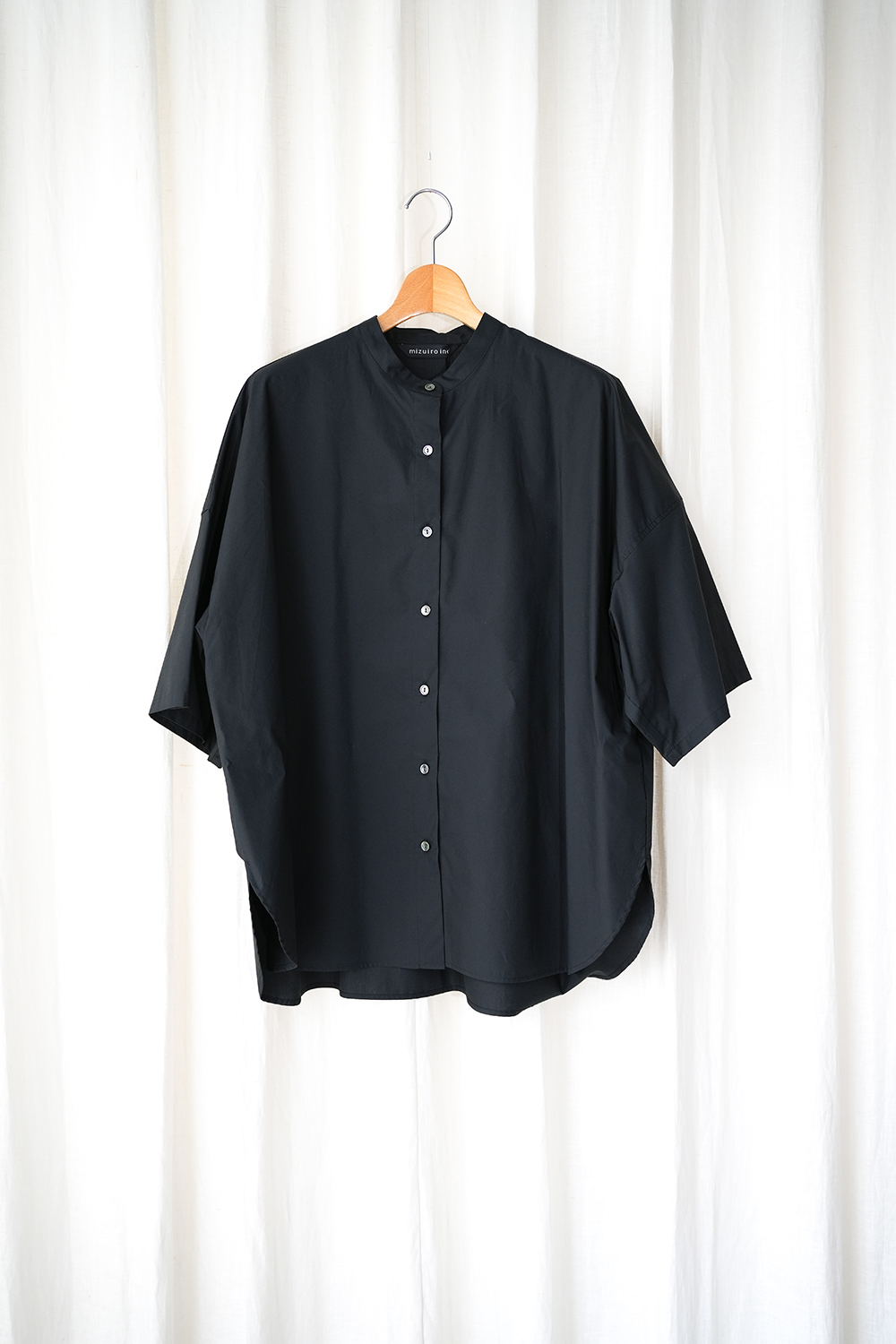 half slv stand collar tunic shirt