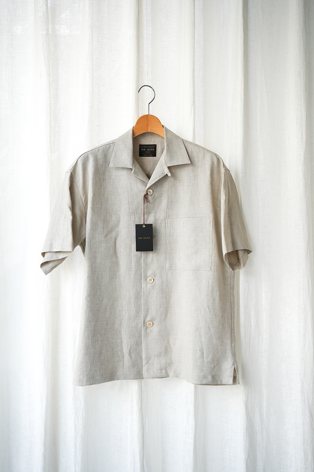 SILKY LINEN / OPEN COLLAR SHIRT