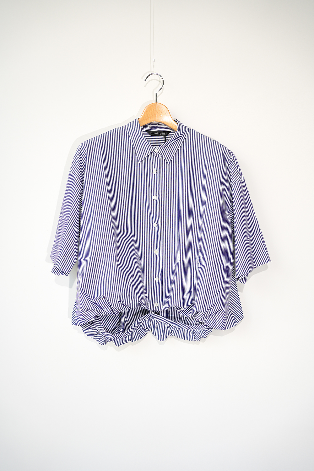 stripe half slv balloon shirt