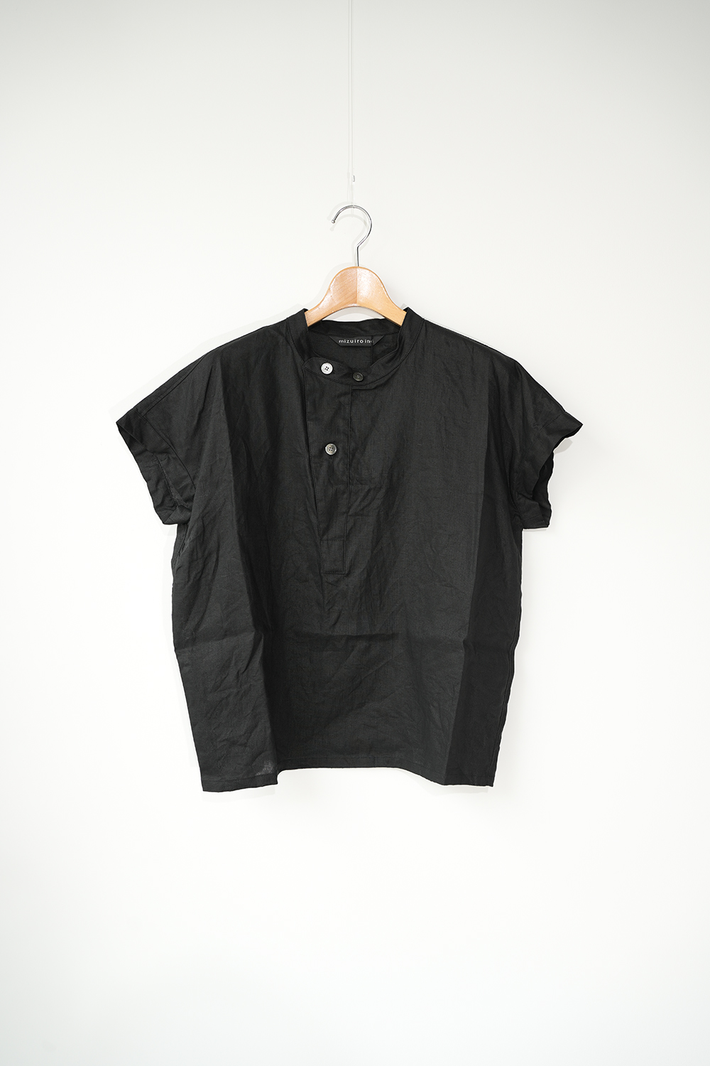 linen stand collar shirt