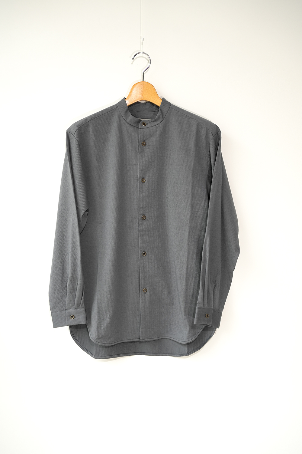 SHADOW STRIPE BAND COLLAR SHIRT