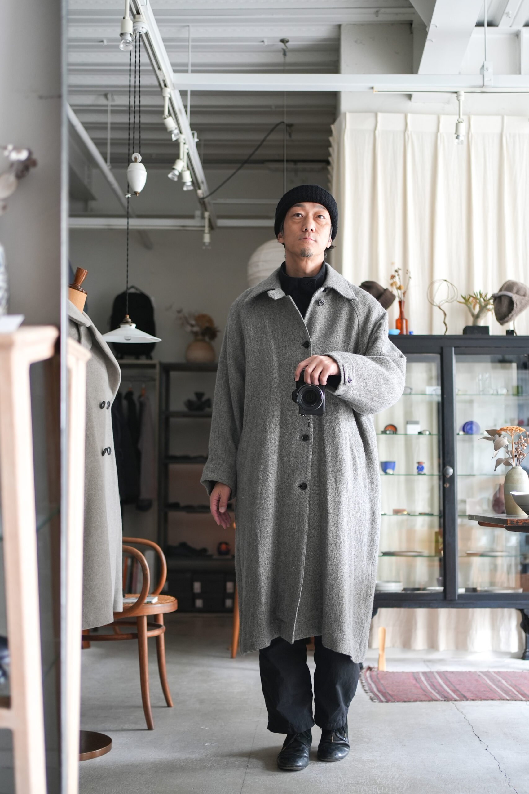 VOAAOV」WOOL LINEN HERRINGBONE Long Coat | ANOTHER LOUNGE