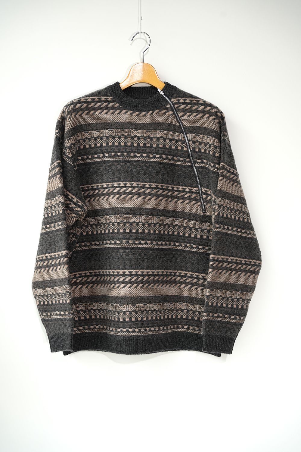 FAIR ISLE ZIP KNIT PULLOVER