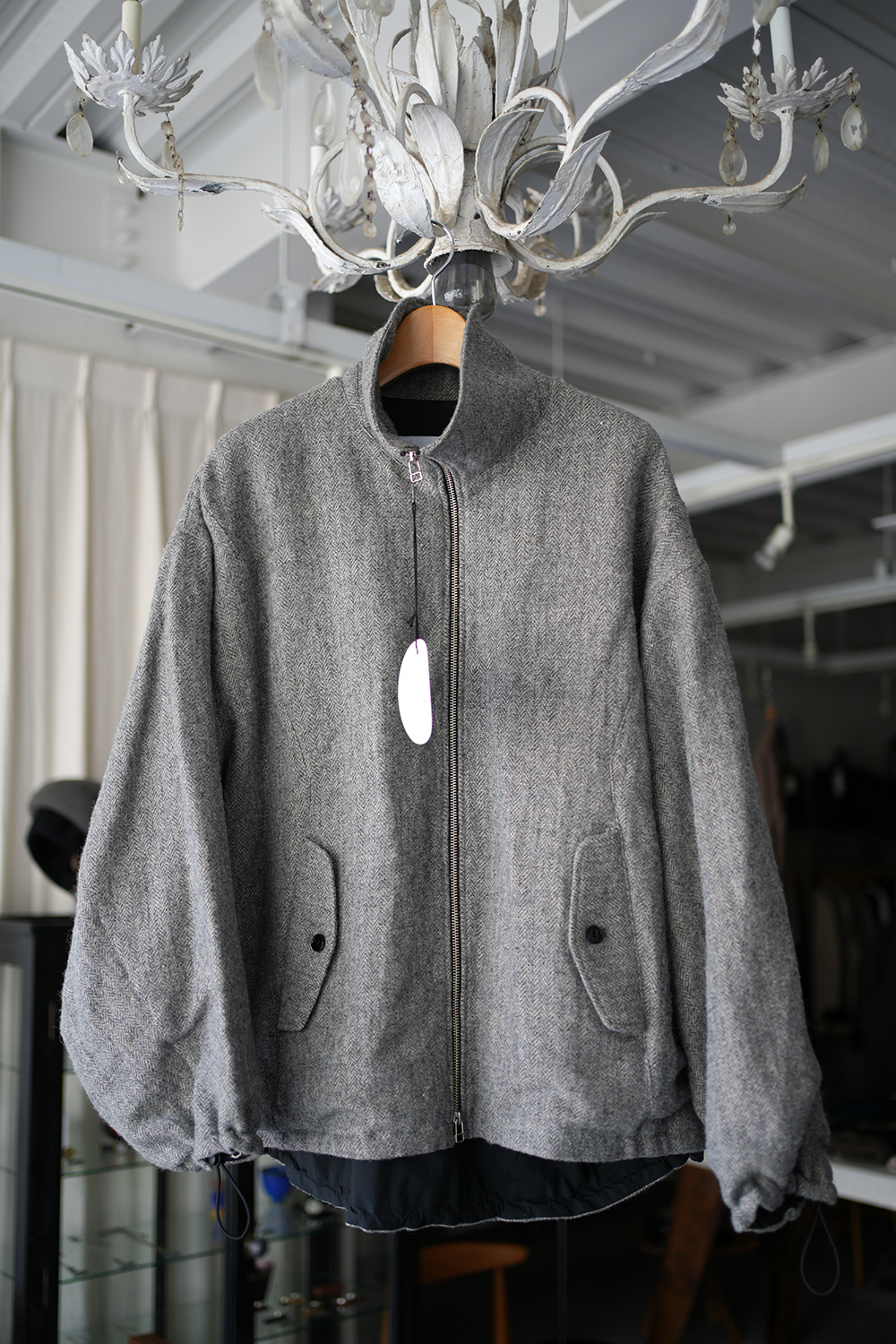 WOOL LINEN HERRING BONE BLOUSON