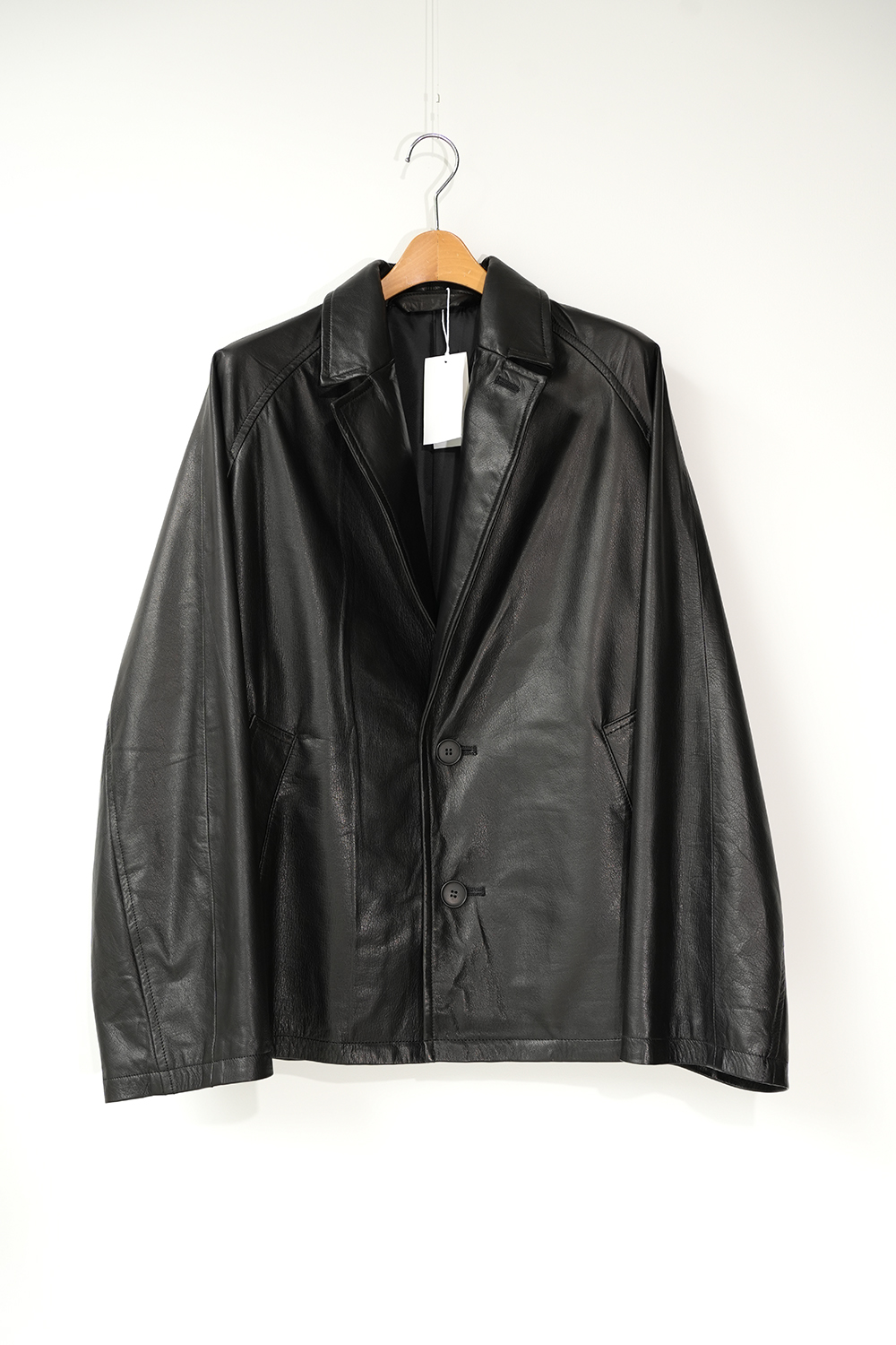LEATHER OVERSIZE RAGLAN JACKET