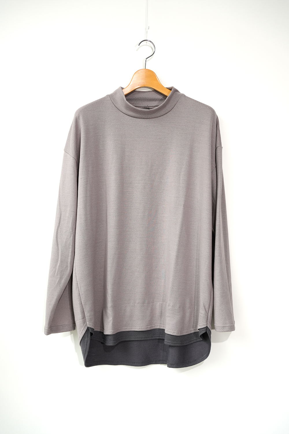 petite high neck layered long knit washable wool