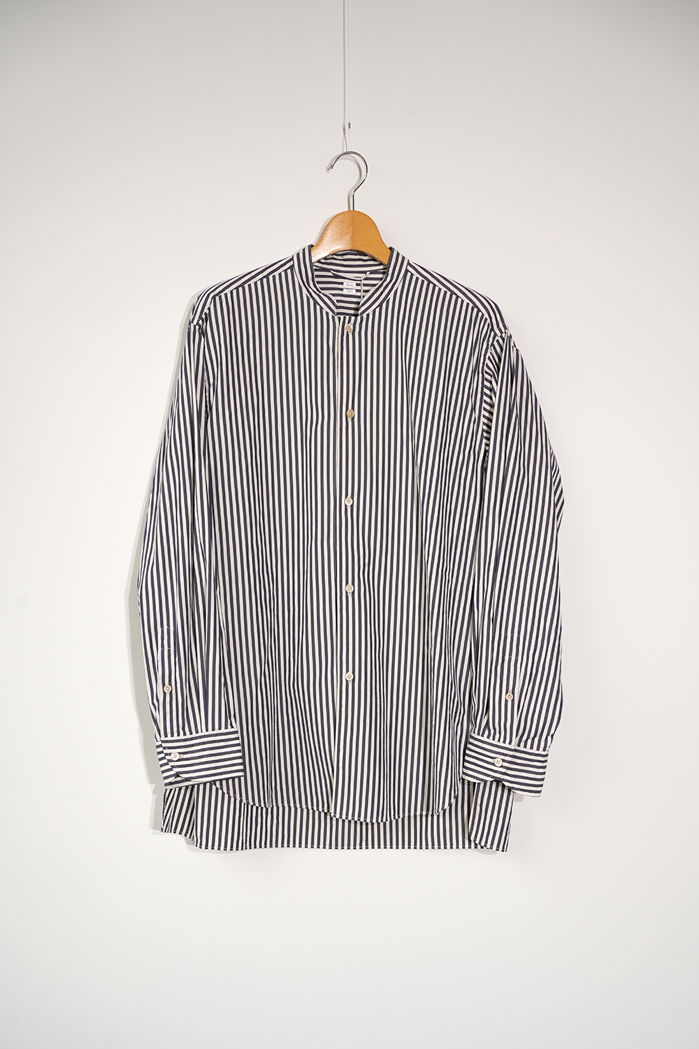Stripe Standing-Collar Shirt