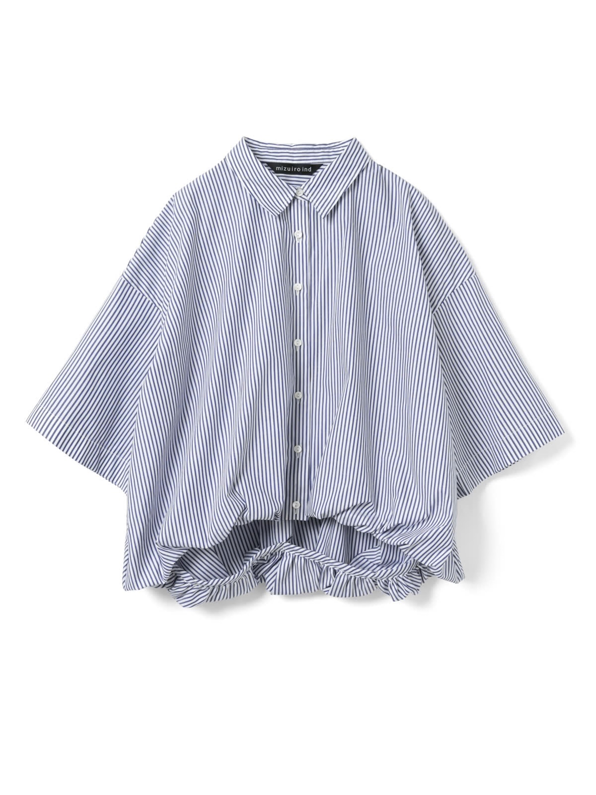 stripe half slv balloon shirt