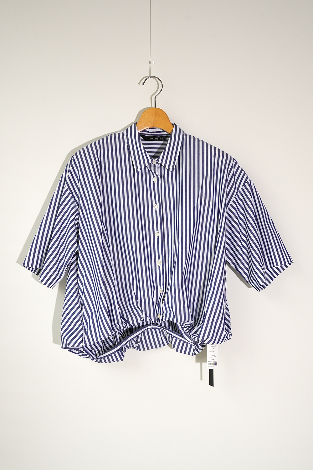 stripe half slv balloon shirt
