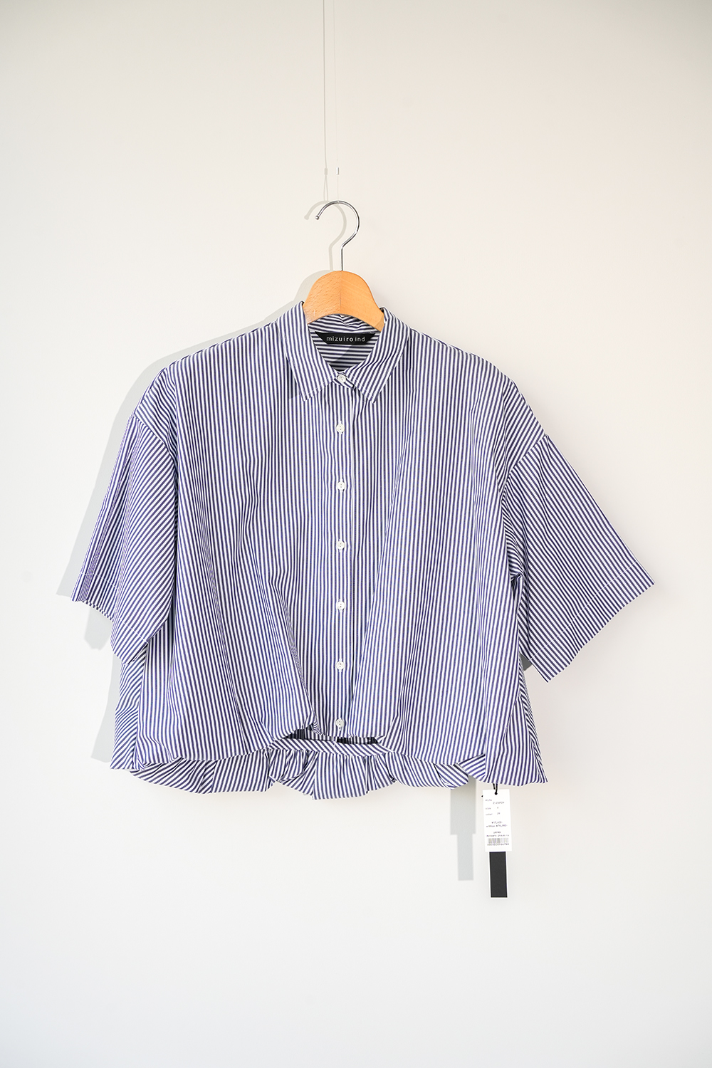 stripe half slv balloon shirt