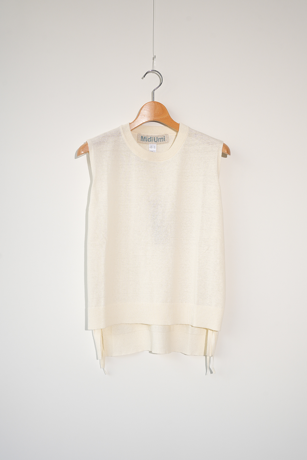 cotton linen side ribbon vest