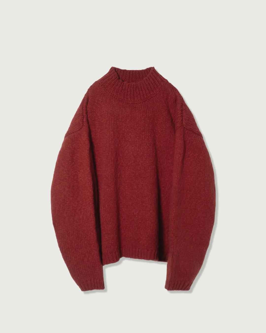 Wool Blend High Neck Hand-like Knit