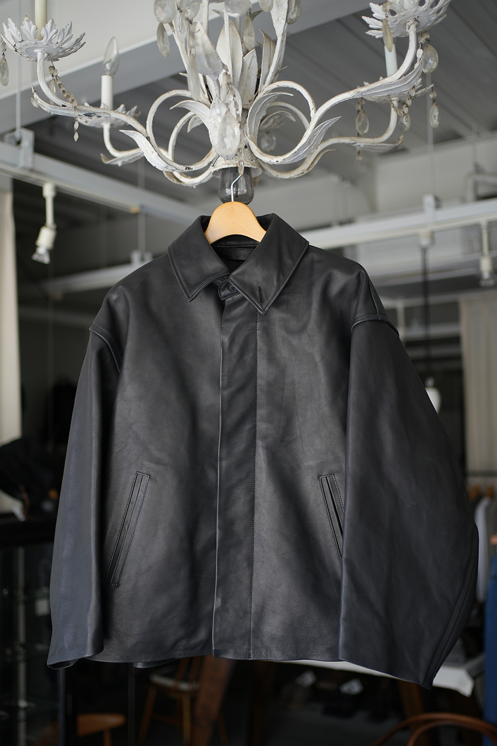 Leather Wide Elbow Coat