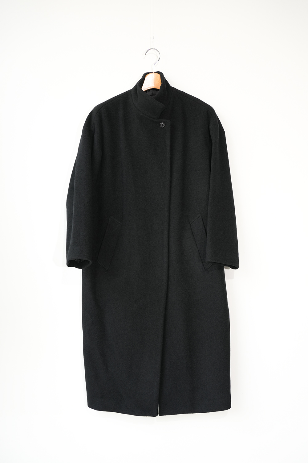 wool blend stand collar coat